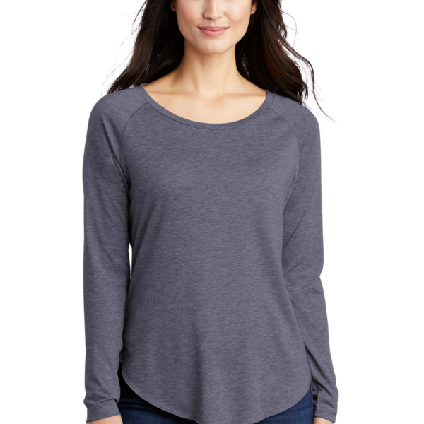 Ladies PosiCharge ® Long Sleeve Tri Blend Wicking Scoop Neck Raglan Tee Thumbnail